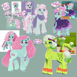 Size: 1280x1280 | Tagged: safe, artist:acewykkyd, imported from derpibooru, minty, earth pony, pony, rabbit, spoiler:g5, spoiler:my little pony: make your mark, spoiler:my little pony: make your mark chapter 4, spoiler:my little pony: tell your tale, spoiler:mymc04e01, spoiler:tyts01e69, animal, blushing, bridlewoodstock (make your mark), bunnisus, cap, clothes, equestria's got talent, female, g3, g3 to g5, g5, generation leap, grin, hat, headband, leg warmers, mare, minty (g5), minty skylark, my little pony: make your mark, my little pony: make your mark chapter 4, my little pony: tell your tale, open mouth, open smile, scarf, scene interpretation, screencap reference, signature, smiling, tail, toy interpretation, toy reference, unshorn fetlocks