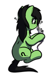 Size: 462x617 | Tagged: safe, artist:neuro, imported from derpibooru, oc, oc only, oc:filly anon, earth pony, opossum, pony, female, filly, foal, holding, hoof hold, looking at each other, looking at someone, question mark, simple background, sitting, solo, transparent background