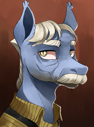Size: 2340x3150 | Tagged: safe, artist:egil, imported from derpibooru, oc, oc only, oc:dusk wane, pony, equestria at war mod, bust, clothes, facial hair, moustache, portrait, solo
