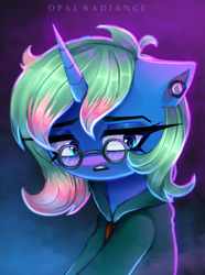 Size: 2228x3000 | Tagged: safe, artist:opal_radiance, imported from derpibooru, oc, pony, unicorn, glasses, horn, patreon, patreon reward, sad, solo