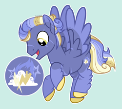 Size: 1795x1607 | Tagged: safe, imported from derpibooru, oc, oc:lightning flare, pegasus, pony, magical lesbian spawn, male, offspring, parent:lightning dust, parent:rolling thunder, solo, stallion
