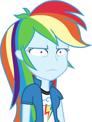 Size: 2268x3000 | Tagged: safe, artist:octosquish7260, imported from derpibooru, rainbow dash, human, equestria girls, alternate clothes, annoyed, dashing through the mall, equestria girls specials, faic, female, frown, my little pony equestria girls: holidays unwrapped, rainbow dash is best facemaker, rainbow dash is not amused, shrunken pupils, simple background, solo, transparent background, unamused