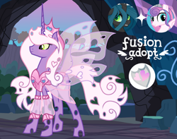 Size: 1280x1011 | Tagged: safe, artist:vi45, imported from derpibooru, princess flurry heart, queen chrysalis, oc, changepony, hybrid, fusion, fusion:princess flurry heart, fusion:queen chrysalis, older