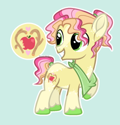 Size: 992x1039 | Tagged: safe, artist:pastelnightyt, imported from derpibooru, oc, oc only, oc:apple orchard, earth pony, pony, colt, foal, green background, male, offspring, parent:braeburn, parent:marble pie, parents:braeble, simple background, solo