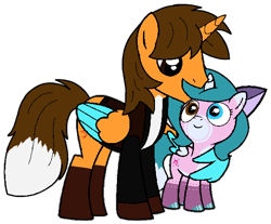 Size: 542x448 | Tagged: safe, artist:jemimasparkle, imported from derpibooru, oc, oc only, oc:dixie sparkle, oc:ej, alicorn, duo, duo male and female, female, foal, male, simple background, transparent background