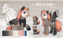 Size: 1293x794 | Tagged: safe, artist:jollyjersey, imported from derpibooru, oc, oc only, pegasus, pony, fallout equestria, ashes town, pegasus oc, reference sheet, solo, wings
