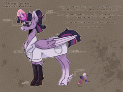 Size: 4800x3600 | Tagged: safe, artist:captaincassidy, imported from derpibooru, sci-twi, twilight sparkle, alicorn, folded wings, horror, infection au, not porn, purple eyes, purple mane, short mane, twilight sparkle (alicorn), wings