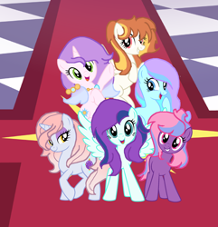 Size: 2232x2312 | Tagged: safe, artist:galaxynightsparkle, imported from derpibooru, oc, oc only, oc:blue star, oc:dream cloud, oc:light shadow, oc:royal clue, oc:sun river, oc:sunshine, earth pony, pegasus, pony, unicorn, base used, best friends, female, group, horn, mare