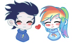 Size: 1024x612 | Tagged: safe, artist:yangguang55860, imported from derpibooru, rainbow dash, soarin', human, equestria girls, duo, duo male and female, eyes closed, female, heart, humanized, male, shipping, simple background, smiling, soarindash, straight, white background
