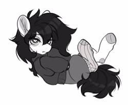 Size: 4096x3377 | Tagged: safe, artist:opalacorn, imported from derpibooru, oc, oc only, earth pony, pony, clothes, ear fluff, female, heart, heart eyes, hoodie, lying down, mare, on back, simple background, socks, solo, white background, wingding eyes