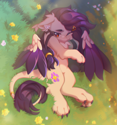 Size: 3315x3535 | Tagged: safe, artist:dedfriend, imported from derpibooru, oc, oc only, pony, grass, paws, solo, wings