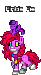 Size: 188x340 | Tagged: safe, artist:salty air, imported from derpibooru, pinkie pie, twilight sparkle, alicorn, earth pony, pony, pony town, alternate hairstyle, animated, bracelet, braid, clothes, coat markings, heterochromia, implied lesbian, implied shipping, implied twinkie, jewelry, long mane, muzzle, pink coat, pink mane, plushie, redesign, scarf, socks (coat markings), trotting, trotting in place, twilight sparkle (alicorn)