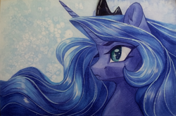 Size: 4000x2632 | Tagged: safe, artist:jsunlight, imported from derpibooru, princess luna, alicorn, pony, solo, traditional art, watercolor painting