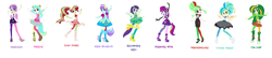 Size: 4138x894 | Tagged: safe, artist:leahrow, artist:selenaede, imported from derpibooru, aqua blossom, blueberry cake, mystery mint, paisley, rose heart, starlight, sweet leaf, tennis match, watermelody, human, equestria girls, base used, boots, clothes, ear piercing, earring, gloves, high heel boots, high heels, jewelry, looking at you, multicolored hair, my little pony equestria girls: rainbow rocks, necklace, open mouth, open smile, pegasus wings, piercing, pigtails, ponied up, pony ears, ponytail, rainbow hair, rainbow rocks outfit, rockstar, shoes, simple background, smiling, smiling at you, white background, wings
