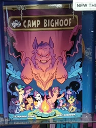 Size: 3000x4000 | Tagged: safe, imported from derpibooru, hitch trailblazer, izzy moonbow, pipp petals, sunny starscout, zipp storm, pegasus, pony, spoiler:comic, applejack (g5), bigfoot, bighoof, book cover, bookshelf, bookstore, camp bighoof, campfire, cover, creature, fill, fluttershy (g5), foal, g5, hooves in air, irl, mane five, mane six (g5), misty brightdawn, night, photo, pinkie pie (g5), rainbow dash (g5), rarity (g5), twilight sparkle (g5)