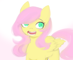 Size: 1200x1000 | Tagged: safe, artist:moshuijiumu, imported from derpibooru, fluttershy, pegasus, pony, female, green eyes, mare, open mouth, open smile, pink mane, smiling, solo, yellow coat