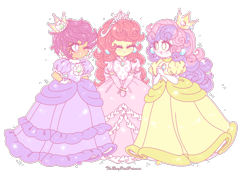 Size: 1820x1275 | Tagged: safe, artist:therosypinkprincess, imported from derpibooru, apple bloom, scootaloo, sweetie belle, human, equestria girls, blushing, clothes, crown, cutie mark crusaders, dress, eyes closed, gown, jewelry, one eye closed, open mouth, princess, princess apple bloom, princess daisy, princess peach, princess scootaloo, princess shokora, princess sweetie belle, regalia, simple background, smiling, sparkles, super mario bros., text, transparent background, wink