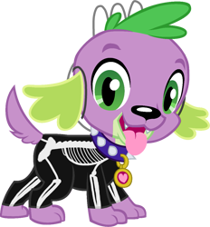 Size: 1009x1089 | Tagged: safe, artist:tylerajohnson352, imported from derpibooru, spike, dog, equestria girls, bone, clothes, collar, costume, cute, halloween, holiday, mask, paws, puppy, skeleton, skeleton costume, skull mask, tail
