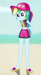 Size: 150x274 | Tagged: safe, edit, edited screencap, imported from derpibooru, screencap, rainbow dash, human, aww... baby turtles, equestria girls, equestria girls series, clothes, cropped, female, my little pony equestria girls: better together, rainbow dash's beach shorts swimsuit, solo focus, swimsuit