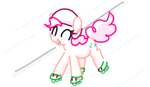 Size: 610x352 | Tagged: safe, artist:algoatall, pinkie pie, earth pony, pony, eyes closed, female, happy, helmet, mare, pinktober, pinktober 2023, rollerblades, simple background, smiling, solo, white background