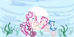 Size: 716x359 | Tagged: safe, artist:algoatall, pinkie pie, earth pony, pony, bubble, female, mare, pinktober, pinktober 2023, sea ponies, seaweed, smiling, underwater