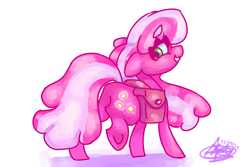 Size: 3600x2400 | Tagged: safe, artist:mannybcadavera, imported from derpibooru, cheerilee, earth pony, pony, bag, butt, eyebrows, eyebrows visible through hair, female, flowerbutt, grin, high res, lidded eyes, looking back, mare, plot, rear view, saddle bag, signature, simple background, smiling, solo, white background
