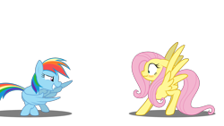 Size: 1920x1080 | Tagged: safe, artist:realdash, imported from derpibooru, fluttershy, rainbow dash, pony, blushing, cute, dashabetes, female, finger gun, finger guns, flutterdash, grin, high res, implied lesbian, lesbian, mare, nose wrinkle, scrunchy face, shipping, show accurate, shyabetes, smiling, spread wings, vector, wide eyes, wingboner, wings, wip