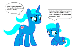 Size: 2856x1944 | Tagged: safe, artist:memeartboi, imported from derpibooru, oc, pegasus, pony, unicorn, affection, colt, comfort, comforting, crying, cute, duo, duo male and female, female, foal, gumball watterson, heart, heartwarming, horn, male, mare, mare oc, mommy, mother, mother and child, mother and son, nicole watterson, ponified, regret, remorse, sad, sad pony, simple background, smiling, sniffing, the amazing world of gumball, unicorn oc, upset, white background, wings