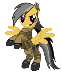 Size: 6700x7800 | Tagged: safe, artist:dolphinfox, imported from derpibooru, daring do, pony, bipedal, clothes, gun, handgun, headset, military, pistol, simple background, solo, transparent background, vector, weapon