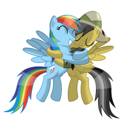 Size: 6800x6800 | Tagged: safe, artist:dolphinfox, imported from derpibooru, daring do, rainbow dash, pegasus, pony, daring don't, eyes closed, hug, simple background, transparent background