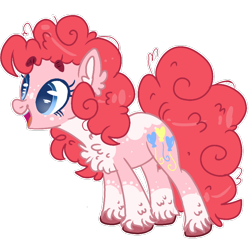 Size: 768x768 | Tagged: dead source, safe, artist:wanderingpegasus, imported from derpibooru, pinkie pie, earth pony, pony, alternate cutie mark, alternate design, alternate eye color, alternate hair color, alternate hairstyle, blaze (coat marking), chest fluff, coat markings, colored hooves, colored pupils, ear fluff, eyebrows, eyebrows visible through hair, facial markings, female, freckles, hooves, open mouth, open smile, redesign, simple background, smiling, solo, transparent background, unshorn fetlocks