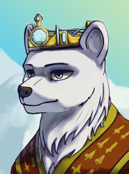 Size: 3120x4200 | Tagged: safe, artist:neither, imported from derpibooru, oc, oc only, oc:eira of clan volsungr, bear, polar bear, equestria at war mod, bust, clothes, crown, female, jewelry, portrait, regalia, solo