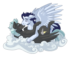 Size: 3200x2600 | Tagged: safe, artist:monnarcha, imported from derpibooru, soarin', thunderlane, pony, cloud, gay, kissing, male, shipping, simple background, soarilane, transparent background