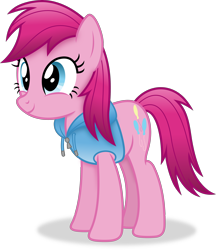 Size: 3052x3539 | Tagged: safe, artist:anime-equestria, imported from derpibooru, pinkie pie, earth pony, alternate hairstyle, clothes, female, hoodie, mare, simple background, smiling, solo, transparent background, vector