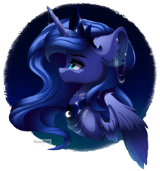 Size: 5620x6000 | Tagged: safe, artist:natanvok, imported from derpibooru, princess luna, pony, absurd resolution, bust, portrait, s1 luna, solo