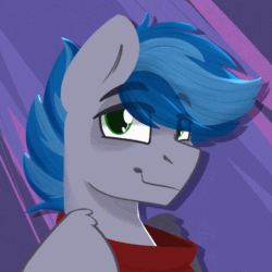 Size: 560x560 | Tagged: safe, artist:modularpon, imported from derpibooru, oc, oc only, oc:silver sky, pegasus, pony, animated, blinking, gif, male, simple background, smiling, stallion