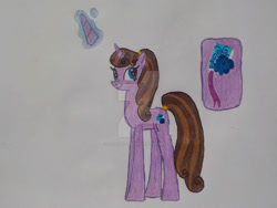 Size: 1032x774 | Tagged: safe, artist:violetrose13-art, imported from derpibooru, oc, oc only, oc:violet rose, pony, unicorn, female, horn, long legs, mare, solo, traditional art