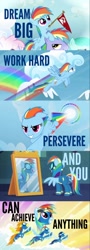 Size: 430x1200 | Tagged: safe, edit, edited screencap, imported from derpibooru, screencap, rainbow dash, soarin', spitfire, pegasus, pony, games ponies play, newbie dash, rainbow falls, season 3, season 4, season 6, clothes, female, filly, filly rainbow dash, mirror, sonic rainboom, uniform, wonderbolts, wonderbolts uniform, younger