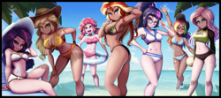 Size: 2249x1000 | Tagged: safe, artist:the-park, imported from derpibooru, applejack, fluttershy, pinkie pie, rainbow dash, rarity, sci-twi, spike, sunset shimmer, twilight sparkle, human, equestria girls, beach, beach ball, beach hat, bikini, breasts, busty applejack, busty fluttershy, busty humane seven, busty pinkie pie, busty rainbow dash, busty rarity, busty sci-twi, busty sunset shimmer, busty twilight sparkle, clothes, floaty, human coloration, humane five, humane seven, humane six, mane seven, mane six, ocean, one eye closed, pool toy, pose, smiling, stupid sexy applejack, stupid sexy fluttershy, stupid sexy pinkie, stupid sexy rainbow dash, stupid sexy rarity, stupid sexy sunset shimmer, stupid sexy twilight, swimsuit, water, wink