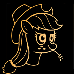 Size: 500x500 | Tagged: safe, artist:ponyhugger, imported from derpibooru, applejack, black background, simple background, solo, straw in mouth