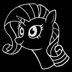 Size: 500x500 | Tagged: safe, artist:ponyhugger, imported from derpibooru, rarity, black background, simple background, solo