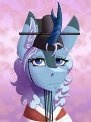 Size: 2000x2692 | Tagged: safe, artist:twotail813, imported from derpibooru, oc, oc only, oc:winter frost, kirin, equestria at war mod, bust, clothes, hat, portrait, solo