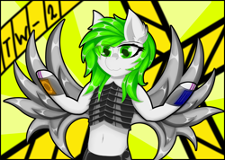 Size: 4214x3000 | Tagged: safe, artist:twinky, imported from derpibooru, oc, cyborg, pegasus, pony, artificial wings, augmented, green eyes, green mane, wings