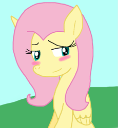 Size: 645x700 | Tagged: safe, artist:cmara, imported from derpibooru, fluttershy, pegasus, pony, blushing, smiling, solo