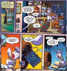 Size: 1142x1213 | Tagged: safe, artist:tonyfleecs, idw, imported from derpibooru, earth pony, pony, from the shadows, spoiler:comic, spoiler:comic53, antiques, book, cropped, magic, official comic, unnamed character, unnamed pony