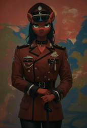 Size: 832x1216 | Tagged: safe, imported from derpibooru, oc, oc only, anthro, ai content, ai generated, clothes, generator:pony diffusion v6 xl, generator:stable diffusion, military uniform, prompt in description, prompter:kopaleo, uniform
