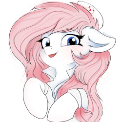 Size: 4000x4000 | Tagged: safe, artist:ser-p, imported from derpibooru, nurse redheart, pony, absurd resolution, bust, eyebrows, eyebrows visible through hair, female, looking at you, loose hair, mare, simple background, solo, white background
