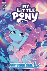 Size: 2063x3131 | Tagged: safe, artist:paulina ganucheau, idw, imported from derpibooru, fish, merpony, pony, seapony (g4), unicorn, spoiler:comic, spoiler:g5, bubble, comic cover, cover, cover art, female, g5, horn, mare, misty brightdawn, my little pony: tell your tale, official, seaponified, seapony misty brightdawn, solo, species swap, underwater, water