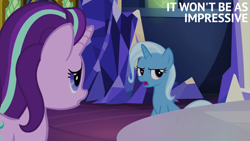 Size: 2000x1125 | Tagged: safe, edit, edited screencap, editor:quoterific, imported from derpibooru, screencap, starlight glimmer, trixie, all bottled up