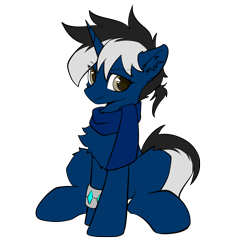 Size: 2048x2048 | Tagged: safe, artist:gale spark, imported from derpibooru, oc, oc only, oc:dark galaxy, pony, unicorn, derpibooru community collaboration, 2024 community collab, clothes, horn, male, scarf, solo, unicorn oc